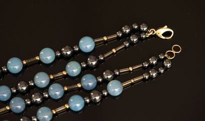 DOUBLE RING COLLAR composed of round hematite...