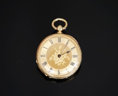 18K (750/°°) yellow gold GOUSSET WATCH, ambered...