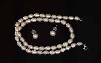 SET comprising 1 NECKLACE of beige oblong...