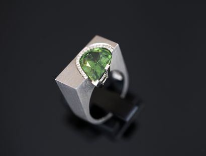 RING in brushed silver min 800/°° set with...
