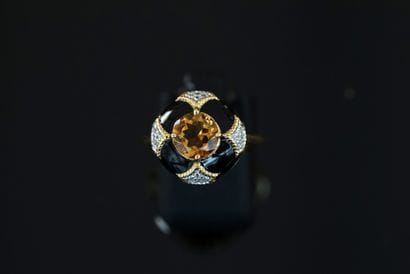 925/°° silver-gilt (vermeil) ring, round...