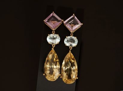 PAIR OF GOLDEN SILVER EAR PENDANTS featuring...