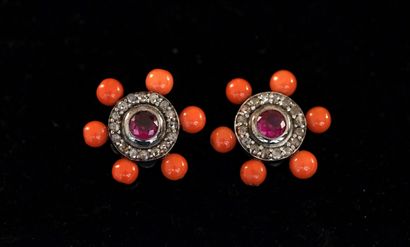 PAIR OF 925/°° patinated silver EARRINGS,...