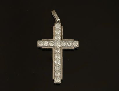 CROSS PENDANT in platinum entirely set with...