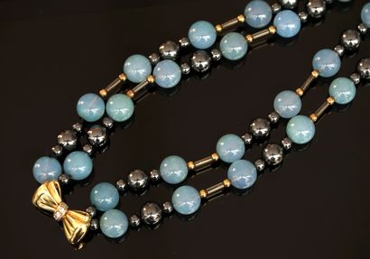 DOUBLE RING COLLAR composed of round hematite...