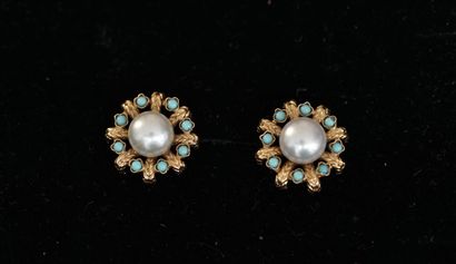 PAIR OF EARRINGS in 18K (750/°°) yellow gold...
