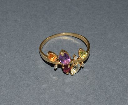 MULTI COLOR RING in 18K (750°°) yellow gold,...
