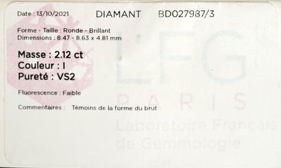 Brilliant-cut DIAMOND, under seal, for 2.12cts,...
