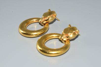 PAIR OF EARPENDANTS in 18K (750/°°) yellow...