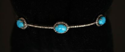 BRACELET in min. 800/°° silver with black...
