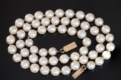 CHOKER COLLAR of white cultured pearls, D:...