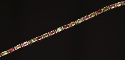 BRACELET line in silver gilt min 800/°° set...