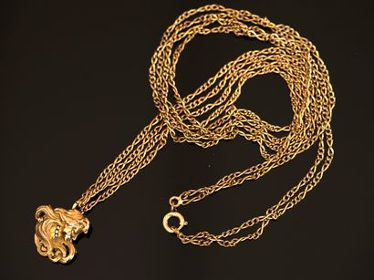 Gold-plated necklace with double chain and...