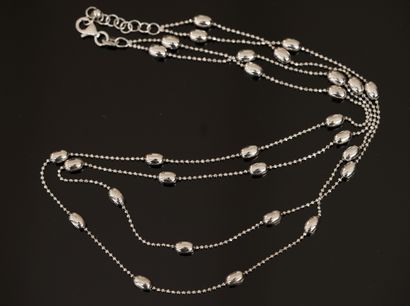 DALIA - NECKLACE in double-row silver, ball...