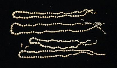 SET comprising 4 necklaces of tumbling cultured...