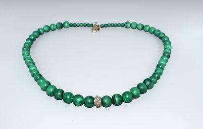 ENSEMBLE en boules ou cabochon de malachite...