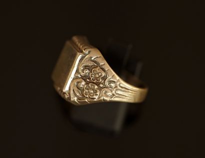 CHEVALIERE in silver 835/°° with rectangular...