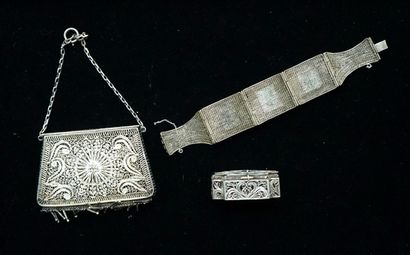 SMALL evening purse in silver min 800/°°...