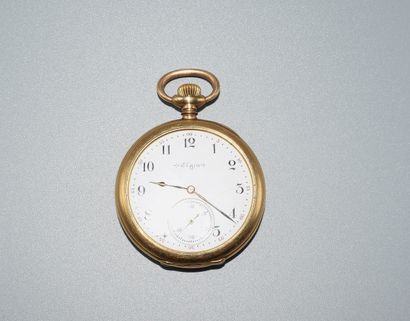 ELGIN - MONTRE GOUSSET en or jaune 14K (585/°°),...