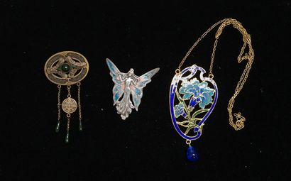 Gilded or silvered metal Art Nouveau-style...