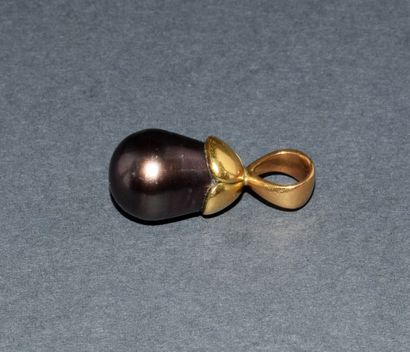 TAHITI PEARL PENDANT in 18K (750/°°) yellow...