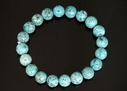 BRACELET de perles rondes de turquoise, 10mm,...