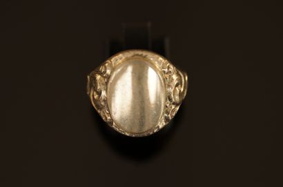 CHEVALIERE in silver 835/°° with oval plate...
