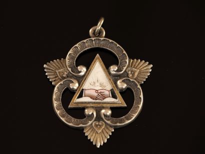 Masonic pendant in silver min 800/°° three-lobed...