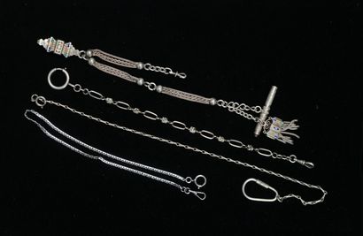 SET of 4 silver watch chains min 800/°°,...