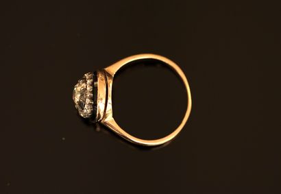 AC- BAGUE en or rose 18K (750/°°) et argent...