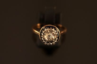 AC- BAGUE en or rose 18K (750/°°) et argent...
