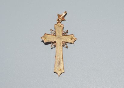 PENDENTIF CROIX en or rose 18K (750/°°) à...