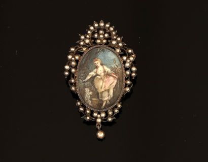 Charmante BROCHE en argent partiellement...