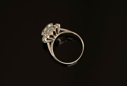18K (750/°°) white gold wire ring centered...
