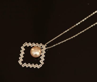 AC- 925/°° silver NECKLACE holding a diamond-shaped...