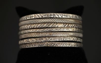 BRACELET JONC semainier in silver-plated...
