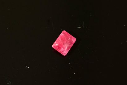 Rectangular faceted RUBY on paper (treated,...