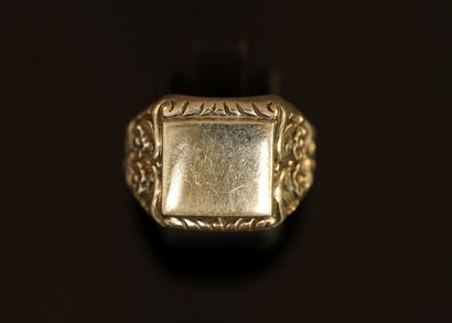 CHEVALIERE in silver 835/°° with rectangular...