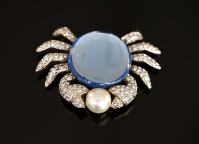 BIJOUX STERN - Gilded metal brooch, colorless...