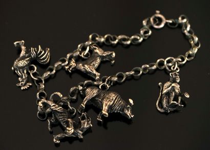 BRACELET in silver-plated metal, round links...