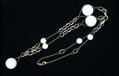 POGGI - SAUTOIR in silver-plated metal alternating...