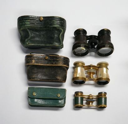 ENSEMBLE de 3 paires de jumelles en métal...