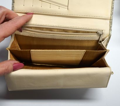 Beige and gold reptile-skin leather WALLET...