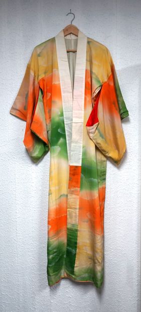Multicolored silk KIMONO. Used condition,...