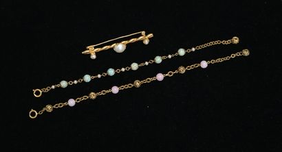 GOLDEN METAL SET including 1 barrette brooch...