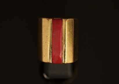 CHEVALIERE RING in gilded metal adorned with...