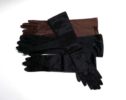 SET of 4 pairs of long gloves in black and...