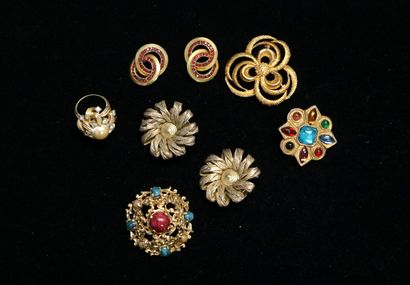 FANTAISIE - Vintage set in gilded metal,...