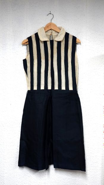 VINTAGE - Navy blue dressmaker's dress with...