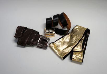 SET comprising 3 BELTS: one in black leather...